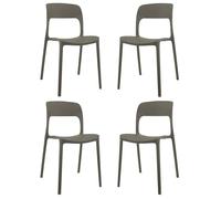 Marvin Sedia In Polipropilene Marte Ergonomica Arredo di Design Esterno e Interno da Giardino Impilabile Sedie Moderne Resistenti per Cucina Terrazzo Locali Commerciali (Tortora, 4)