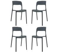 Marvin Sedia In Polipropilene Marte Ergonomica Arredo di Design Esterno e Interno da Giardino Impilabile Sedie Moderne Resistenti per Cucina Terrazzo Locali Commerciali (Nero, 4)