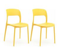Marvin Sedia In Polipropilene Marte Ergonomica Arredo di Design Esterno e Interno da Giardino Impilabile Sedie Moderne Resistenti per Cucina Terrazzo Locali Commerciali (2, Giallo)