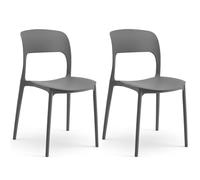 Marvin Sedia In Polipropilene Marte Ergonomica Arredo di Design Esterno e Interno da Giardino Impilabile Sedie Moderne Resistenti per Cucina Terrazzo Locali Commerciali (Grigio, 2)