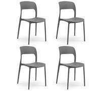 Marvin Sedia In Polipropilene Marte Ergonomica Arredo di Design Esterno e Interno da Giardino Impilabile Sedie Moderne Resistenti per Cucina Terrazzo Locali Commerciali (Grigio, 4)