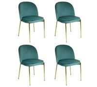Marvin Sedia in Velluto con Gambe Oro Chiara, Sedie in Metallo Dorato, Poltroncina con Seduta Imbottita per Sala da Pranzo Salotto Soggiorno di Design Moderno (4, Verde Acqua/Oro)