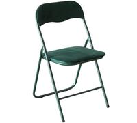 Marvin Sedia Pieghevole Imbottita in Velluto Velvet da Interno Ufficio Casa Resistenti Ferro Leggere Colorate Comode con Schienale Salvaspazio Portatile (Verde/Verde)