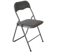 Marvin Sedia Pieghevole Imbottita in Velluto Velvet da Interno Ufficio Casa Resistenti Ferro Leggere Colorate Comode con Schienale Salvaspazio Portatile (Grigio/Grigio)