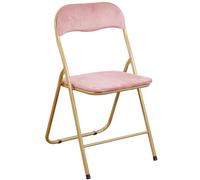 Marvin Sedia Pieghevole Imbottita in Velluto Velvet da Interno Ufficio Casa Resistenti Ferro Leggere Colorate Comode con Schienale Salvaspazio Portatile (Rosa/Oro)