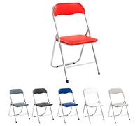 Marvin Sedia Pieghevole Imbottita Salvaspazio Portatile Richiudibile Da Interno Esterno Giardino Campeggio Ufficio Resistenti Ferro Leggere Colorate Comode Con Schienale Poggiapiedi (Red)