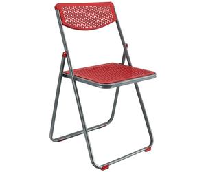 Marvin Sedia Smarty Pieghevole Salvaspazio in Metallo e Polipropilene Richiudibile Sedie per Cucina Giardino Camera Ufficio Portatile (Rosso/Grigio)