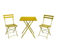 Marvin Set BISTROT Tavolo e Sedie Pieghevoli 60x60 Da Giardino Terrazzo Patio Salvaspazio (Giallo)