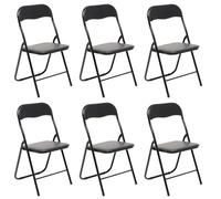 Marvin Set Di 6 Sedie Pieghevoli Con Struttura In Ferro Imbottite Salvaspazio Per Giardino Campeggio Sala Riunioni Eventi Cucina (Nero/Nero)