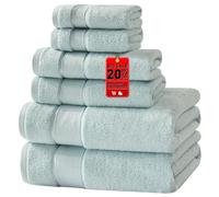 Marvione Set di 6 asciugamani da bagno, 100% cotone turco, altamente assorbenti e morbidi, per il bagno, 2 asciugamani da bagno, 2 asciugamani per le mani, 2 salviette, colore: azzurro