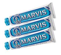 MARVIS Aquatic Mint, dentifricio con il fresco tocco di menta, rimuove la placca e i rivestimenti ostinati, con fluoro, 3 x 85 ml, confezione da 3