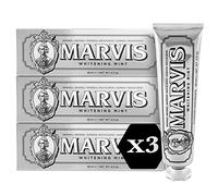 Marvis Dentifricio alla menta sbiancante, 3 × 85 ml, dentifricio sbiancante favorisce uno sbiancamento naturale dei denti, il dentifricio rimuove la placca e dona freschezza duratura