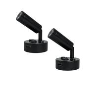 Marvix Confezione da 2 luci LED da lettura 12 V 24 V, luce bianca calda, 3000 K, porta di ricarica USB, per caravan, camper, barca, lampade nere