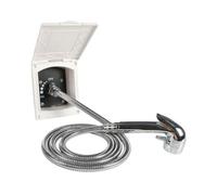 Marvix Set di soffione doccia esterno bianco con grilletto per camper, roulotte, camper, box per cavalli