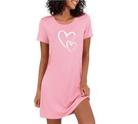 Marvmys Camicia da Notte Donna Cotone Maniche Corte Abbigliamento Donna Camicia da Notte Stampata Dell'Amore Confortevole Pigiama a Girocollo S-3XL