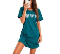 Marvmys Camicia da Notte Donna Cotone Maniche Corte Abbigliamento Donna Camicia da Notte Stampata Dell'Amore Confortevole Pigiama a Girocollo S-3XL