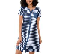 Marvmys Camicia Notte Donna Cotone Corta Cardigan con Scollo V Bottoni Donna Adatto Leggero e Confortevole per Il Parto Ospedaliero Quotidiano per L'Allattamento Seno Blu-B XL