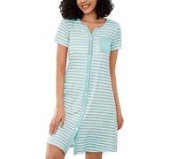 Marvmys Camicie da Notte da Donna in Cotone a Maniche Corte a Righe Abito da Notte con Bottone Camicia da Notte Cardigan da Donna S-XXL, Modello B, L