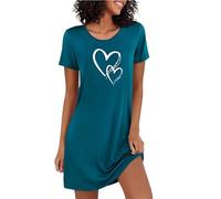 Marvmys Camicie da Notte Donna Maniche Corte Camicia da Notte Cotone Stampata Dell'Amore Abbigliamento Donna Pigiama a Girocollo Confortevole S-4XL
