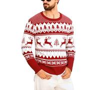 Marvmys Maglione Natalizio Uomo Girocollo Morbido Manica Lunga Pullover Natalizia Invernale con Fiocco di Neve Renna per Festa Natalizie
