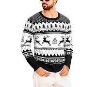 Marvmys Maglione Natalizio Uomo Girocollo Morbido Manica Lunga Pullover Natalizia Invernale con Fiocco di Neve Renna per Festa Natalizie