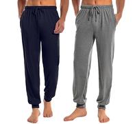 Marvmys Pantaloni Pigiama Uomo Lunghi con Coulisse e Fondo Elasticizzato | Pantaloni da notte uomo dal taglio rilassato con vita regolabile e polsini alla caviglia ideali per dormire e stare a casa