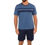 Marvmys Pigiama da Uomo Estate Cotone Maniche Corte Set Collo Rotondo Top e Pantaloncini con Tasca Due Pezzi
