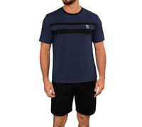 Marvmys Pigiama da Uomo Estate Cotone Maniche Corte Set Collo Rotondo Top e Pantaloncini con Tasca Due Pezzi