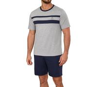 Marvmys Pigiama da Uomo Estate Cotone Maniche Corte Set Collo Rotondo Top e Pantaloncini con Tasca Due Pezzi