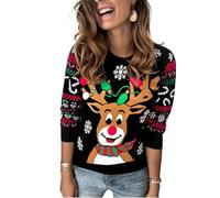 Marvmys Pull-Over de Noël pour Dames | Pullover Natalizio Donna Maglia Invernale Jacquard per Feste in Famiglia