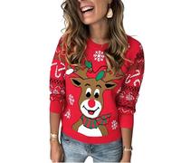 Marvmys Pull-Over de Noël pour Dames | Pullover Natalizio Donna Maglia Invernale Jacquard per Feste in Famiglia