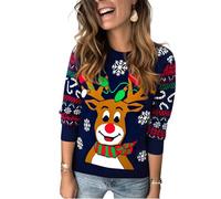 Marvmys Pull-Over de Noël pour Dames | Pullover Natalizio Donna Maglia Invernale Jacquard per Feste in Famiglia