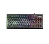 MARVO K607 - Tastiera da gioco compatta in formato TKL, 3 colori LED retroilluminato con luminosità regolabile, tasti anti-ghosting, connessione USB 2.0, layout britannico
