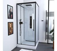 MARWELL Doccia completa White Square 90 x 90 x 215 cm - Set completo con piatto doccia e rubinetto - Doccia angolare con ingresso frontale - Cabina doccia con profili in alluminio di alta qualità