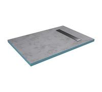 MARWELL Elemento doccia 80 x 120 x 4 cm, piastrellabile direttamente con canalina di scarico integrata e scarico orizzontale, montaggio a pavimento e senza barriere, pendenza integrata, argento
