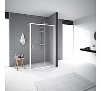 MARWELL FAC840W White Factory Rectangle - Doccia in vetro, 80 x 120 x 200 cm, colore: Bianco opaco