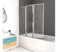 Marwell Pannello doccia Triple Chrome per vasca da bagno, 125 x 143 cm, in cromo e vetro trasparente