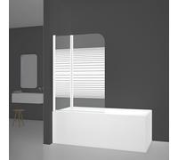 MARWELL Vasca da bagno White Lines 100 x 140 cm - Pannello doccia pieghevole in 2 pezzi bianco opaco - Pannello doccia in vetro di sicurezza monolastra da 4 mm per vasca da bagno