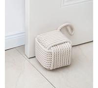 Marwood Fermaporta decorativo con nodo a corda, fatto a mano, con manico, interno ponderato, quadrato, per porte e finestre, beige (12,7 x 12,7 cm, 2 kg)