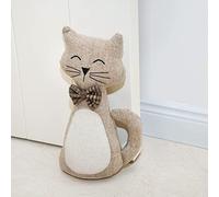 Marwood, fermaporta grazioso per casa e ufficio, zavorrato, per interni, a forma di gatto, in tessuto, animale imbottito, decorativo, per pavimento