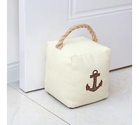 Marwood Fermaporta in tessuto, fermaporta decorativi per casa e ufficio, fermaporta interno pesante da 1,5 kg circa, fermaporta morbido e resistente con maniglia e design con ancora nautica, 12,7 x