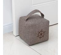 Marwood Fermaporta in tessuto, fermaporta decorativi per casa e ufficio, fermaporta interno pesante da 2 kg circa, fermaporta morbido e resistente con maniglia e design con ancora nautica, 15,2 x 15,2