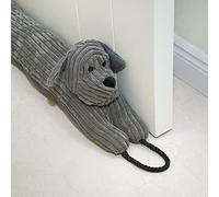 Marwood Paraspifferi decorativo, 81,3 cm, per porte e finestre, zavorrato, a forma di animale, blocca il rumore, per sotto la porta, con passanti per appenderlo, motivo cane, grigio