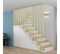 MARXAN Corrimano a Forma di L in Tubo Tondo Dorato per Scale Interne ed Esterne, ringhiere di Transizione, Pali per balaustre in Ferro battuto, Recinzione per gradini di soffitta, Oro(105cm)