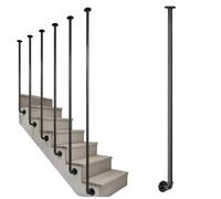 MARXAN Corrimano Industriale Nero a Forma di L per Scale, per Esterni e Interni, ringhiere Antiscivolo per Ville, soppalchi, parapetti di Transizione per ingressi di verande.(110cm)