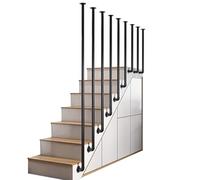 MARXAN Corrimano Laterale per gradini, ringhiera per Scale a Forma di L, ringhiere per parapetti di Transizione per Scale della soffitta, ringhiera in Ferro battuto Nero, corrimano Antiscivolo(50cm)