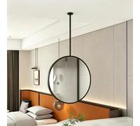 MARXAN Specchio cosmetico Rotondo Nero da soffitto con Struttura in Metallo | Per lo specchio cosmetico toilette bagno di casa o hotel (braccio può essere personalizzato)(60x60cm)