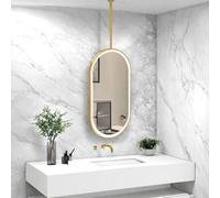 MARXAN Specchio Moderno da soffitto, Specchio Ovale Intelligente con Luce, Specchio da Bagno, Specchio per Il Trucco, Specchio per WC, specchi da toeletta per Appartamenti d'albergo(50cmx70cm)