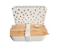 MARY COHR Borsa Porta Pranzo Coperchio + Posate IN Legno