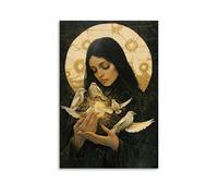 Mary Gathers Feriti Uccelli dai tetti rotti, tenendoli delicatamente fino a quando le loro ali si illuminano di nuovo con la vita. Poster decorativo da appendere (60 x 90 cm)